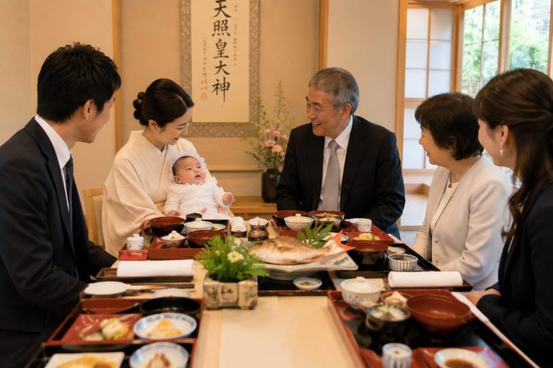 お宮参りの食事会/神社の別室