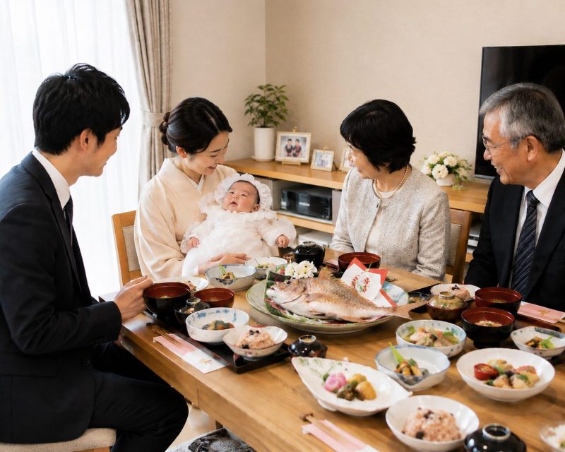 自宅でのお宮参りの食事会